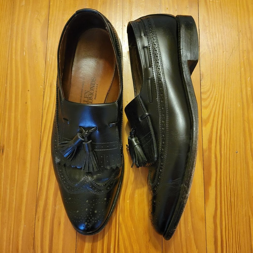 Allen Edmonds 9.5C‎ Black Dress Shoes Tassel Kiltie ARLINGTON USA